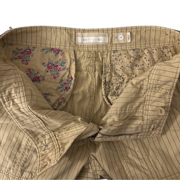 Anthropologie HEI HEI Cream Beige Striped Beachwalk Trouser Pant Women's Size 26 - Picture 7 of 9